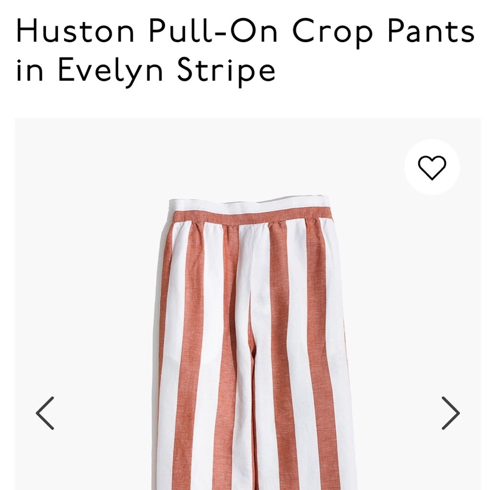 Madewell Huston Pull-On Crop Pants in Evelyn Stripe - White and Brown